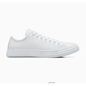 CONVERSE Chuck Taylor All Star Leather Unisex Low Top Shoe Pure White | Size 8
